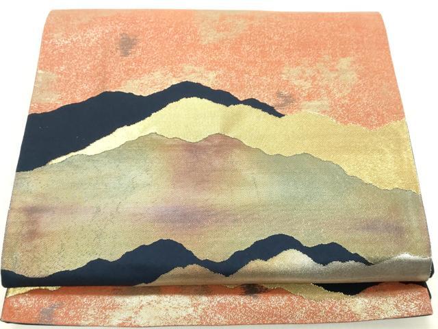 平和屋着物◎六通柄袋帯　遠山重ね文　金糸　正絹　逸品　DAAX5371cd