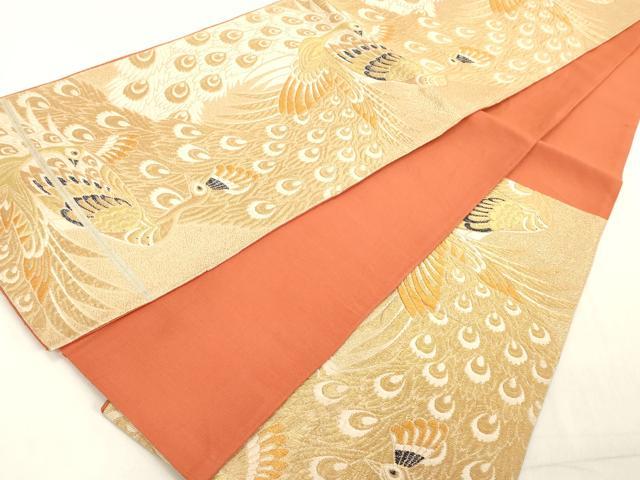 平和屋着物◎六通柄袋帯 孔雀文 金糸 正絹 逸品 DAAX5372cd