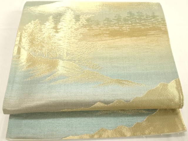 平和屋着物◎六通柄袋帯 遠山風景文 金糸 正絹 逸品 DAAX5376cd