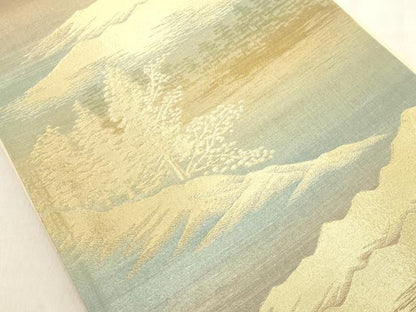 平和屋着物◎六通柄袋帯 遠山風景文 金糸 正絹 逸品 DAAX5376cd