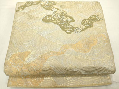 平和屋着物◎六通柄京袋帯　立波花鳥文　金銀糸　正絹　逸品　DAAX5377cd