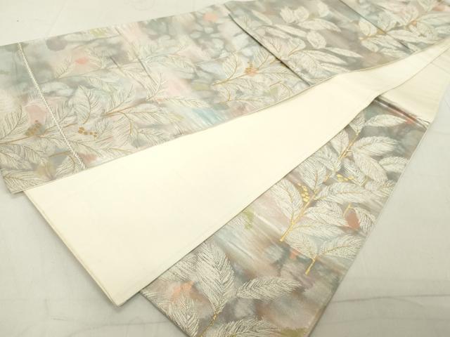 平和屋着物◎六通柄袋帯　南天文　金銀糸　正絹　逸品　DAAX5381cd