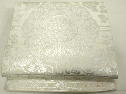 平和屋着物◎六通柄 本袋帯 花絵皿文 銀糸 金銀糸 正絹 逸品 DAAX5382cd