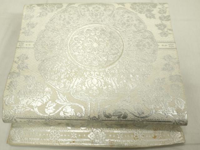 平和屋着物◎六通柄 本袋帯 花絵皿文 銀糸 金銀糸 正絹 逸品 DAAX5382cd