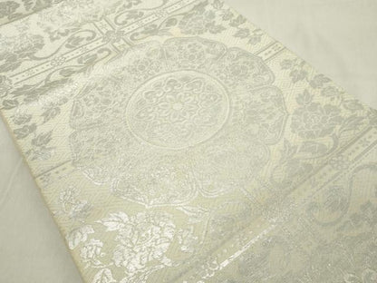 平和屋着物◎六通柄 本袋帯 花絵皿文 銀糸 金銀糸 正絹 逸品 DAAX5382cd