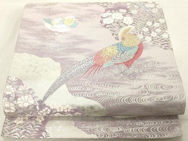 平和屋着物◎六通柄袋帯　唐織　彩鳥園　金銀糸　正絹　逸品　DAAX5387cd
