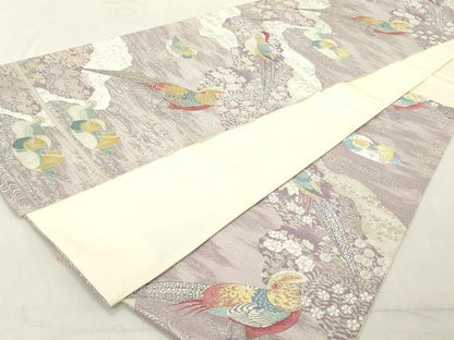 平和屋着物◎六通柄袋帯　唐織　彩鳥園　金銀糸　正絹　逸品　DAAX5387cd