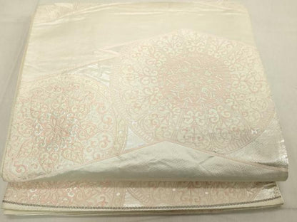 平和屋着物◎六通柄袋帯 唐織 正倉院花文 銀糸 正絹 逸品 DAAX5389cd