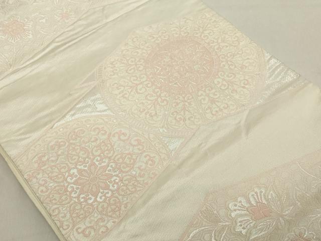 平和屋着物◎六通柄袋帯 唐織 正倉院花文 銀糸 正絹 逸品 DAAX5389cd