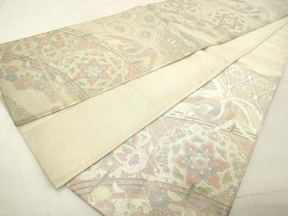 平和屋着物◎六通柄袋帯 鳳凰花文 銀糸 正絹 逸品 DAAX5433cd