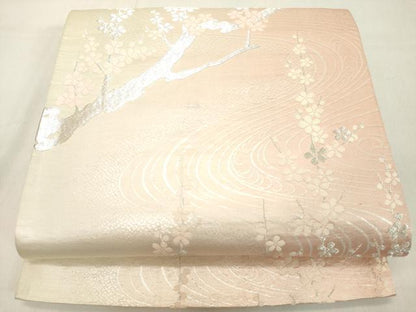 平和屋着物◎六通柄袋帯 唐織 枝梅文 銀糸 正絹 逸品 DAAX5440cd