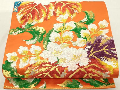 平和屋着物◎六通柄袋帯 草花文 金銀糸 正絹 逸品 DAAX5447cd