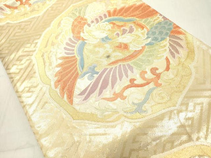 平和屋着物◎六通柄袋帯　鳳凰文　金糸　正絹　逸品　DAAX5453cd