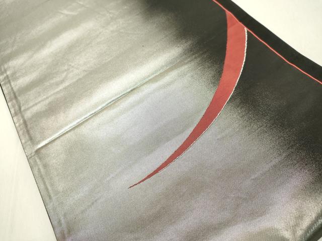 平和屋着物◎太鼓柄袋帯　幾何学文　銀糸　正絹　逸品　DAAX5454cd