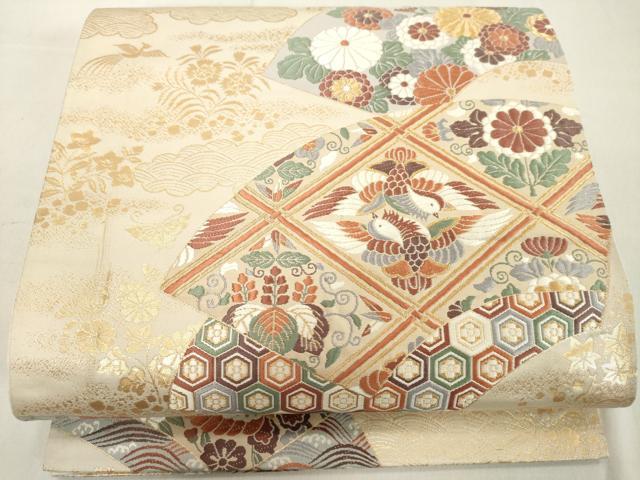 平和屋着物◎六通柄袋帯　唐織　有職能装典雅文　金糸　正絹　逸品　DAAX5458cd