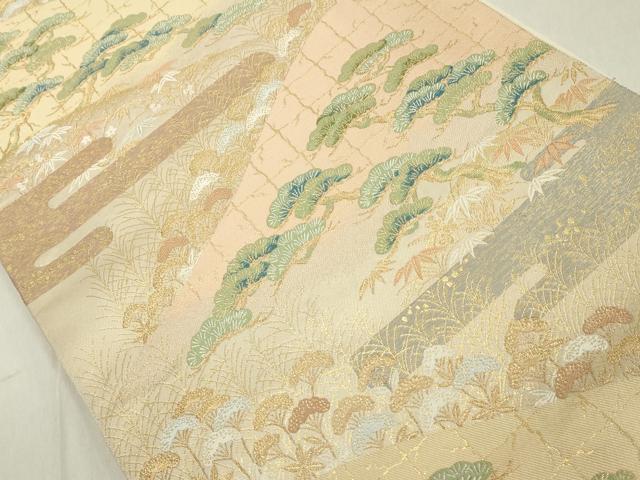 平和屋着物◎六通柄袋帯 唐織 枝松文 金糸 正絹 逸品 DAAX5467cd