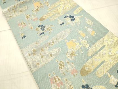 平和屋着物＊夏物 六通柄袋帯 人物文 金銀糸 DAAX5521cm