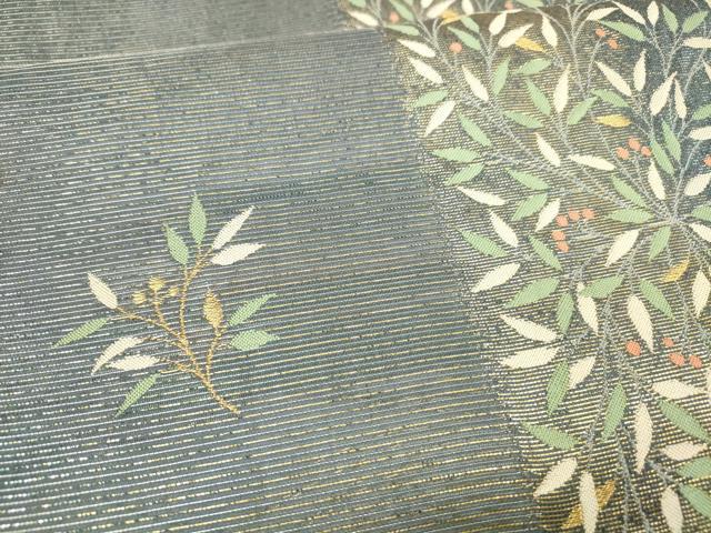 平和屋着物＊夏物 六通柄袋帯 南天文 金銀糸 正絹 逸品 DAAX5524cm
