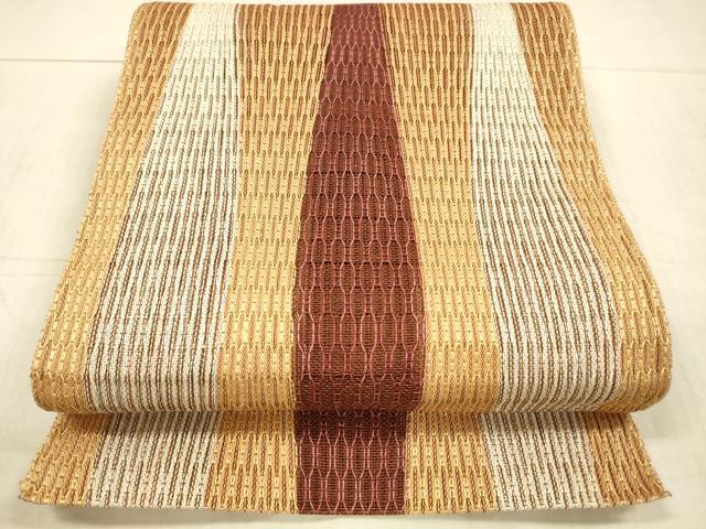 平和屋着物＊夏物 八寸名古屋帯 間道 正絹 逸品 DAAX5527cm