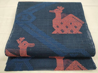 平和屋着物＊夏物　八寸名古屋帯　有栖川文様　正絹　逸品　DAAX5528cm