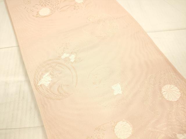 平和屋着物＊夏物 西陣 六通柄袋帯 立波草花文 金糸 証紙付き 正絹 逸品 DAAX5530cm