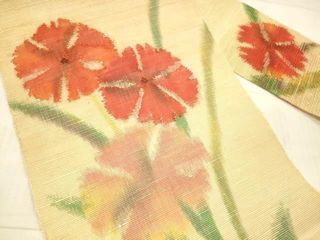 平和屋着物＊夏物　西陣　八寸名古屋帯　草花文　正絹　逸品　DAAX5532cm