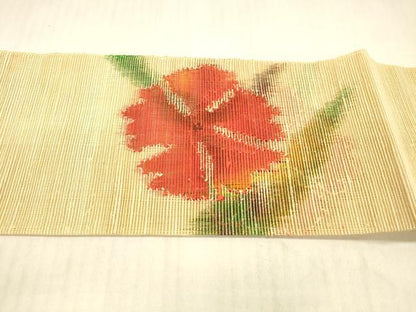 平和屋着物＊夏物　西陣　八寸名古屋帯　草花文　正絹　逸品　DAAX5532cm