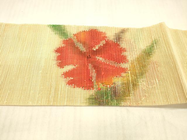 平和屋着物＊夏物　西陣　八寸名古屋帯　草花文　正絹　逸品　DAAX5532cm