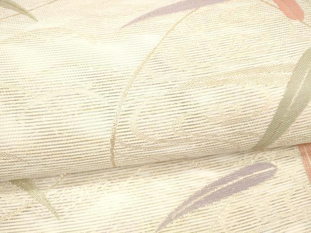平和屋着物＊夏物　六通柄袋帯　流水草葉文　金糸　DAAX5534cm