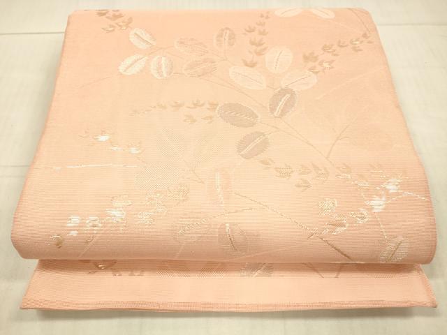 平和屋着物＊夏物 六通柄袋帯 草葉文 金銀糸 正絹 逸品 DAAX5537cm