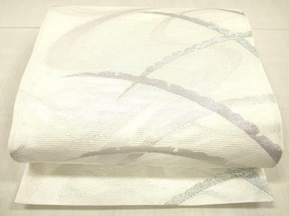 平和屋着物＊夏物　六通柄袋帯　流水草葉文　銀糸　DAAX5539cm