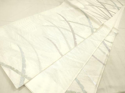 平和屋着物＊夏物　六通柄袋帯　流水草葉文　銀糸　DAAX5539cm