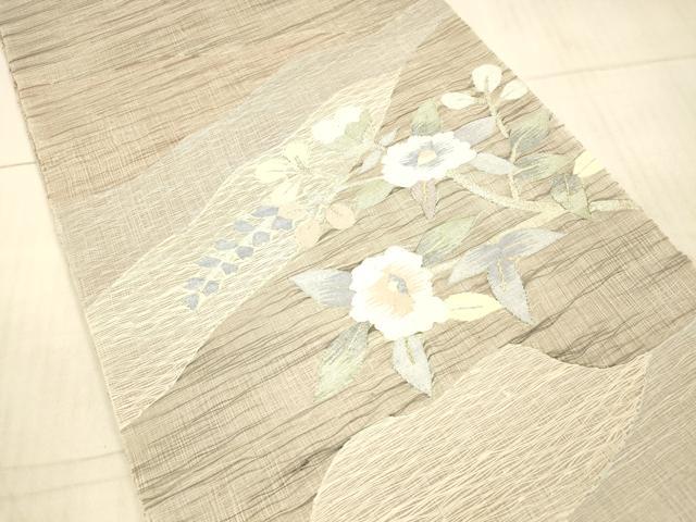 平和屋着物＊夏物 太鼓柄袋帯 枝花文 金銀糸 正絹 逸品 DAAX5540cm