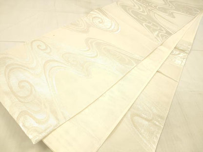 平和屋着物＊夏物 六通柄袋帯 流水文 銀糸 正絹 逸品 DAAX5542cm