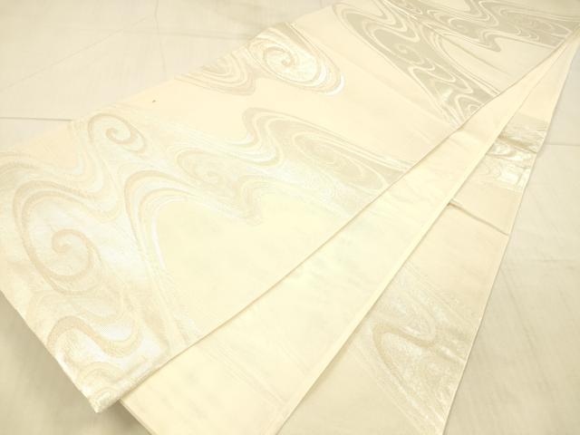 平和屋着物＊夏物 六通柄袋帯 流水文 銀糸 正絹 逸品 DAAX5542cm
