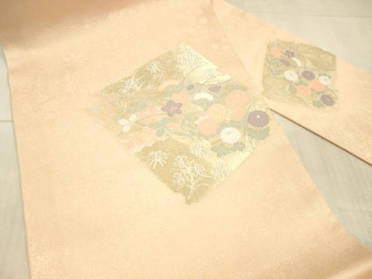 平和屋着物＊夏物 九寸名古屋帯 草花文 金銀糸 正絹 逸品 DAAX5543cm
