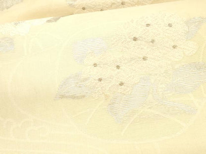 平和屋着物＊夏物 九寸名古屋帯 流水草花文 銀糸 正絹 逸品 DAAX5546cm