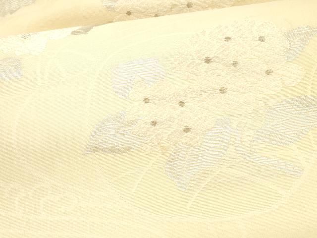 平和屋着物＊夏物 九寸名古屋帯 流水草花文 銀糸 正絹 逸品 DAAX5546cm