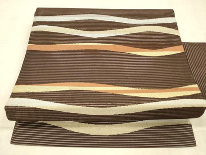 平和屋着物＊夏物 絽綴れ 九寸名古屋帯 抽象文様 正絹 逸品 DAAX5548cm