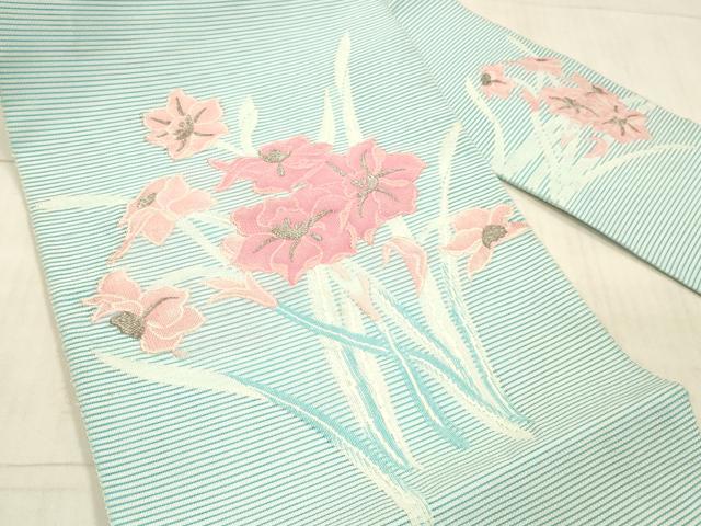 平和屋着物＊夏物 絽綴れ 八寸名古屋帯 草花文 銀糸 正絹 逸品 DAAX5549cm