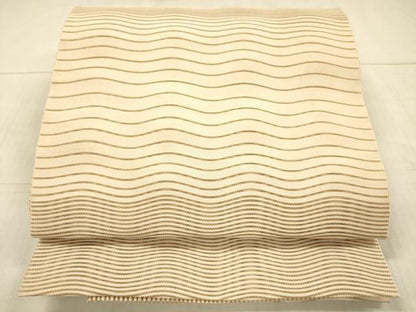 平和屋着物＊夏物 絽綴れ 八寸名古屋帯 よろけ縞 淡香色 正絹 逸品 DAAX5550cm