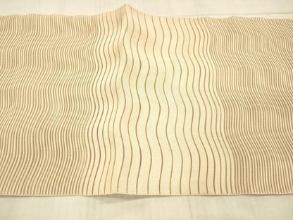 平和屋着物＊夏物 絽綴れ 八寸名古屋帯 よろけ縞 淡香色 正絹 逸品 DAAX5550cm