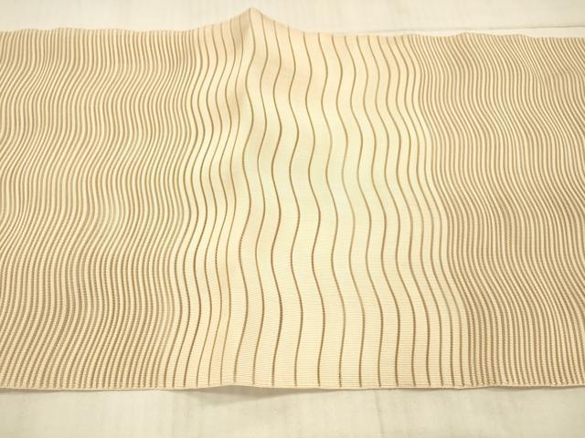 平和屋着物＊夏物 絽綴れ 八寸名古屋帯 よろけ縞 淡香色 正絹 逸品 DAAX5550cm