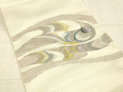 平和屋着物＊夏物 絽綴れ 八寸名古屋帯 抽象文様 金銀糸 正絹 逸品 DAAX5551cm
