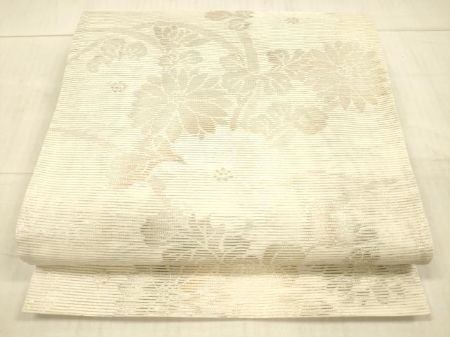 平和屋着物＊夏物 六通柄袋帯 草花文 金銀糸 正絹 逸品 DAAX5552cm