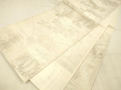 平和屋着物＊夏物 六通柄袋帯 草花文 金銀糸 正絹 逸品 DAAX5552cm