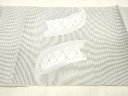 平和屋着物＊夏物 絽綴れ 八寸名古屋帯 籬文 銀糸 正絹 逸品 DAAX5553cm