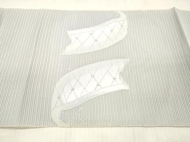 平和屋着物＊夏物 絽綴れ 八寸名古屋帯 籬文 銀糸 正絹 逸品 DAAX5553cm