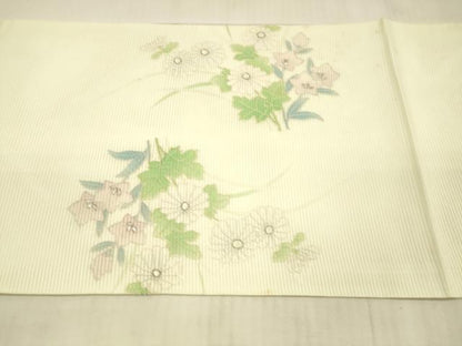 平和屋着物＊夏物 中国三大刺繍 相良刺繍 九寸開き名古屋帯 草花文 銀糸 正絹 逸品 DAAX5555cm