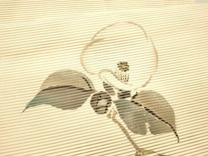 平和屋着物＊夏物 絽綴れ 八寸名古屋帯 作家物 手描き 枝花文 金彩 正絹 逸品 DAAX5556cm